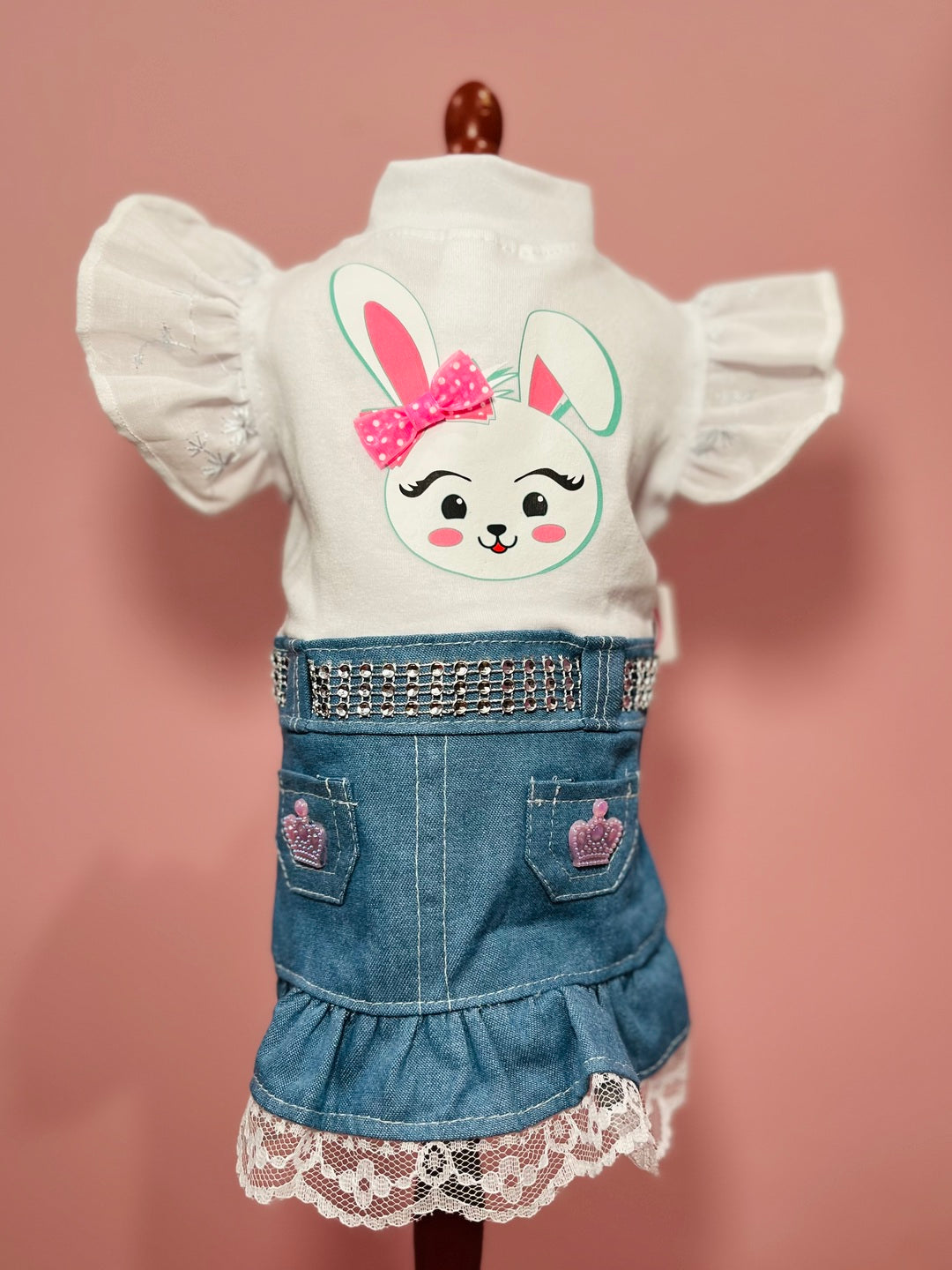 White Bunny Denim Dress