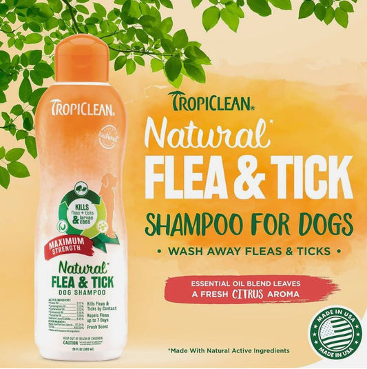 TropiClean Natural Flea & Tick Dog Shampoo